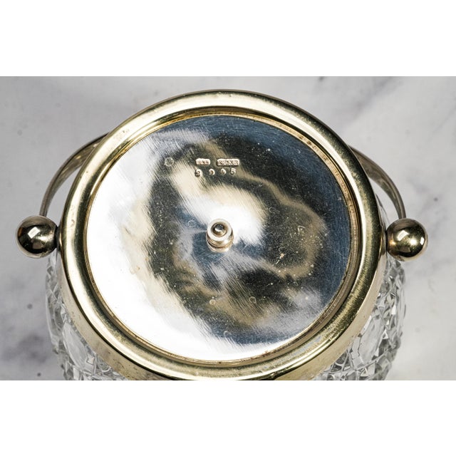 White Wonderful Antique English Crystal Biscuit Jar Cut Glass Lidded Canister Jar With Handle Art Deco Tableware Home Decor For Sale - Image 8 of 15