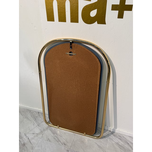 Brass Round Top Vintage Wall Mirror With Brass Frame 1960s For Sale - Image 8 of 8