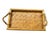 Vintage Chinese woven bamboo serving tray featuring a distinctive herringbone-patterned surface, substantial rounded...