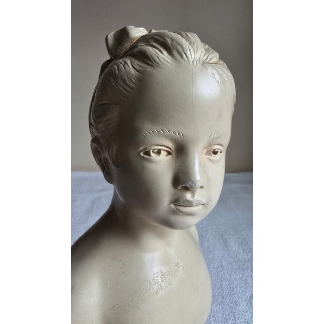 Mid 20th Century Vintage Alexander Backer Chalkware Young Girl Bust Statue For Sale - Image 5 of 9