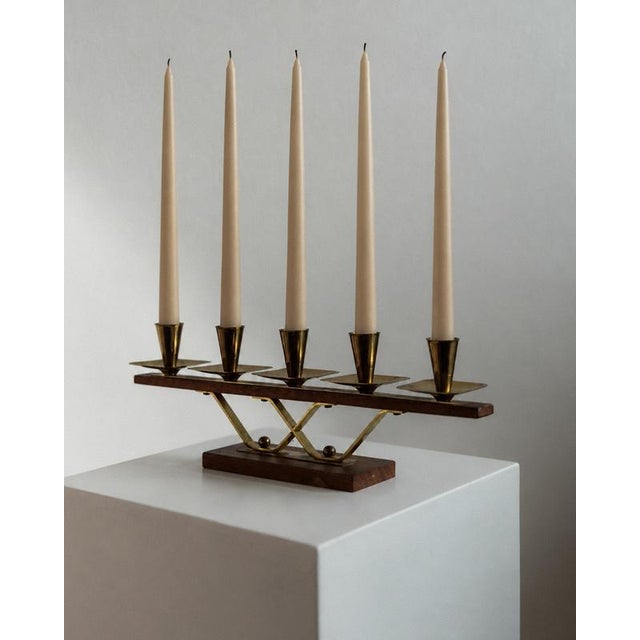 Vintage Candleholder in Wood and Brass, 1970s For Sale - Image 13 of 13