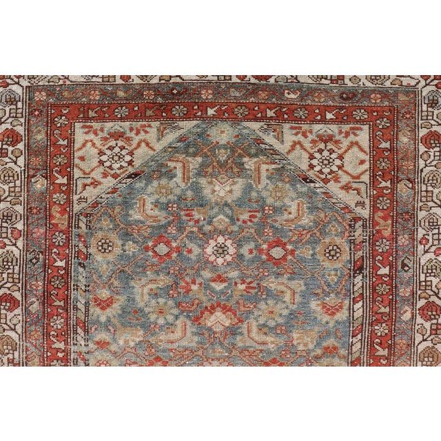 Antique Persian Malayer With All-Over of Herati Design in Red and Blue 3'9 X 5'7 For Sale - Image 4 of 9