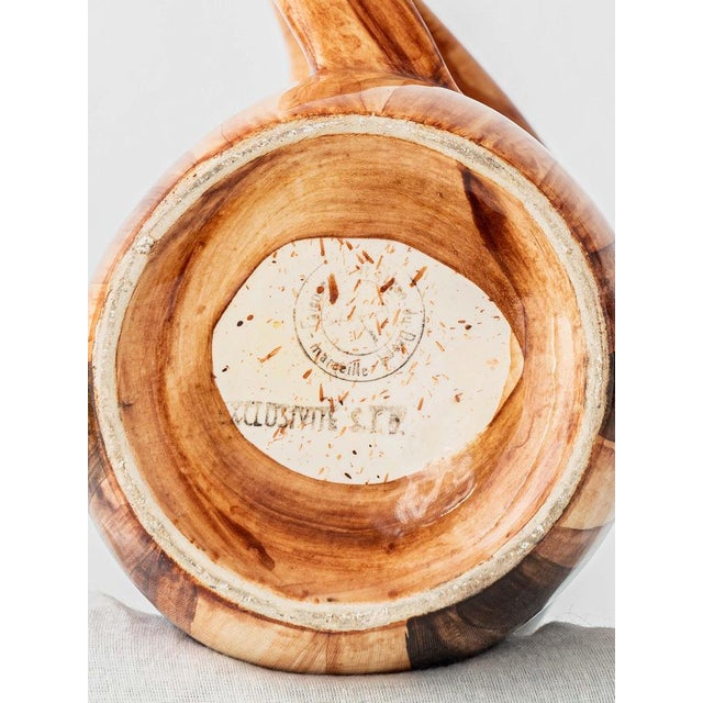 Mid-Century Modern French Faux Bois Earthenware Pitcher, 1950 For Sale - Image 13 of 15