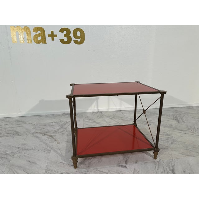 Metal Vintage Italian Brass and Glass Side Table 1980s For Sale - Image 7 of 7