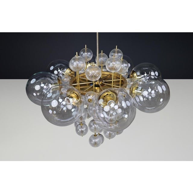 Monumental Czech Brass and Bohemian Glass Chandelier 1960s For Sale - Image 10 of 18
