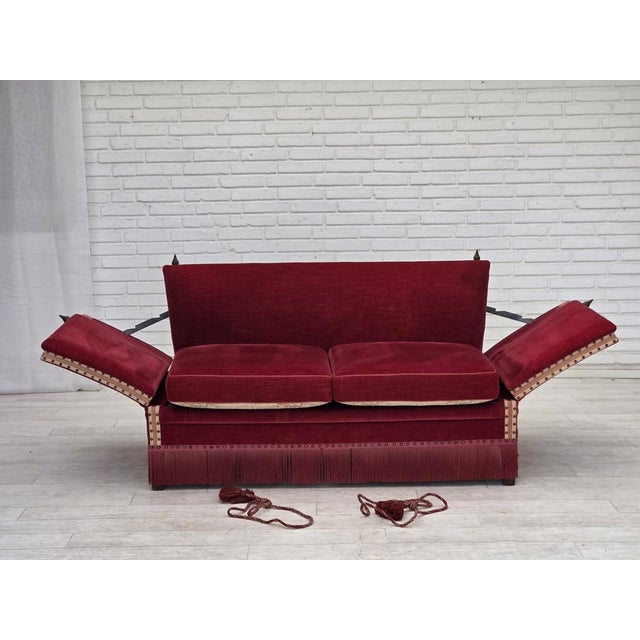 Danish 2-Seater Drop Arm Sofa in Furniture Velour, 1970s For Sale - Image 6 of 18