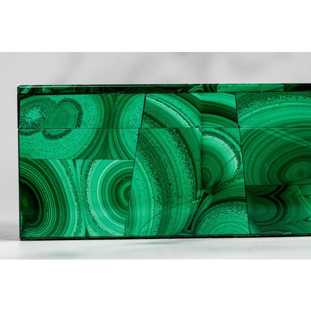 Hollywood Regency Stunning Vintage European Malachite Box Hand Cut Geometric Stone Mid Century Luxury Home Decor For Sale - Image 3 of 14