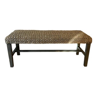 Andreas Grey Wash Seagrass Bench For Sale