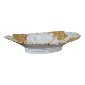 Late 19th Century Antique German Dresden Meissen Gilded Grape Leaves Centerpiece Compote 14"
