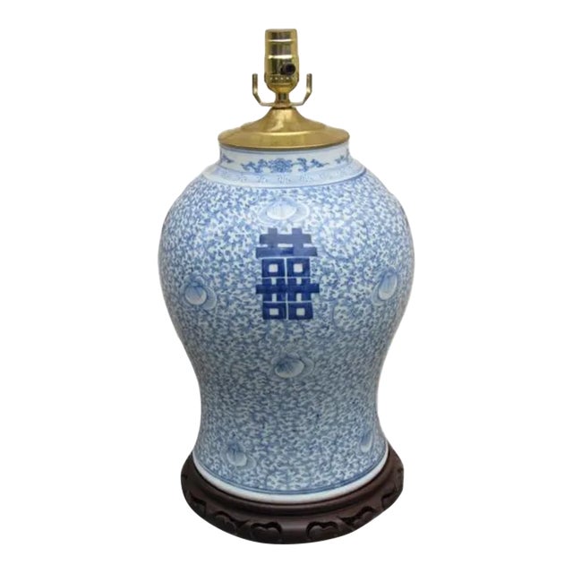Chinese Blue and White Porcelain Temple Jar For Sale