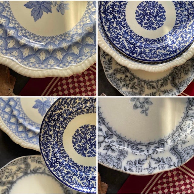 Blue Collection of Three (3) Antique Blue and White Plates Gallery Wall For Sale - Image 8 of 10