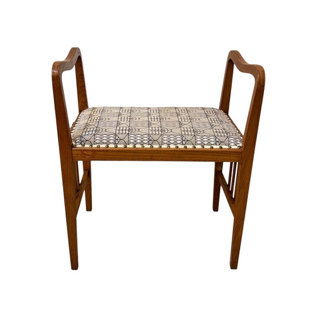 Bauhaus Vienna Secession Ottoman in Ashwood and Backhausen Fabric, Vienna, 1900s For Sale - Image 3 of 11