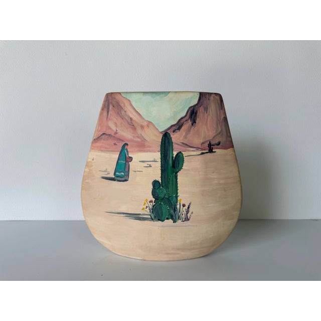 A beautiful Vintage hand painted southwestern ceramic vase by Terri Brody Elenzweig. A beautiful hand painted ceramic vase...