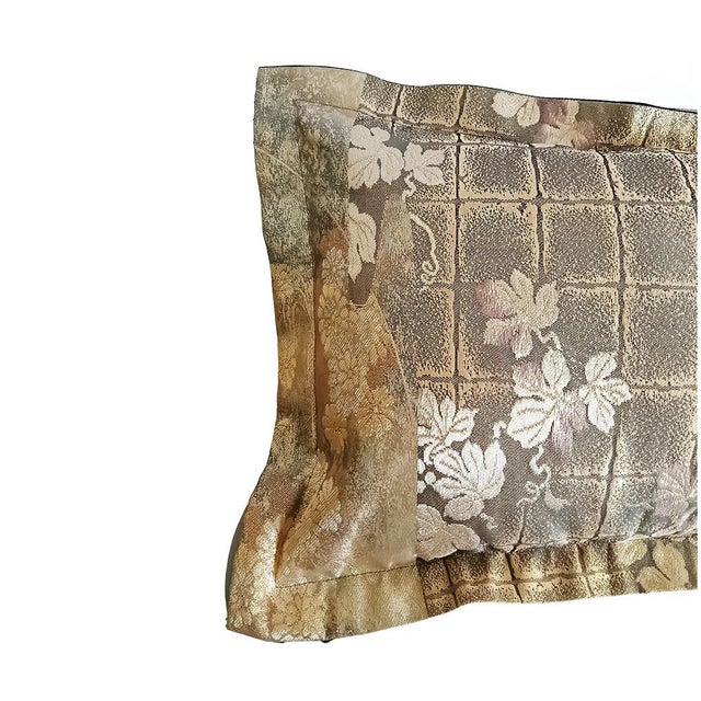 Japanese Silk Bolster Pillow, Gold Brocade, 1920s Obi For Sale - Image 9 of 15