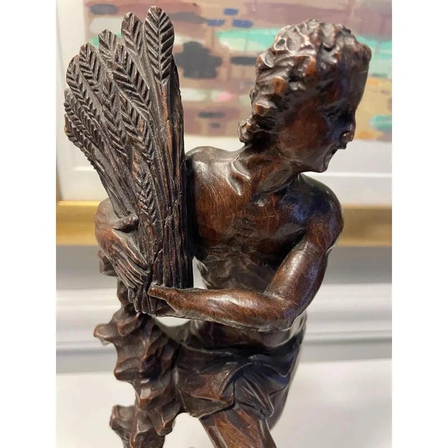 Early 18th Century 18th Century Hand-Carved Italian Carved Wood Figurines (Circa 1760) - A Pair For Sale - Image 5 of 8