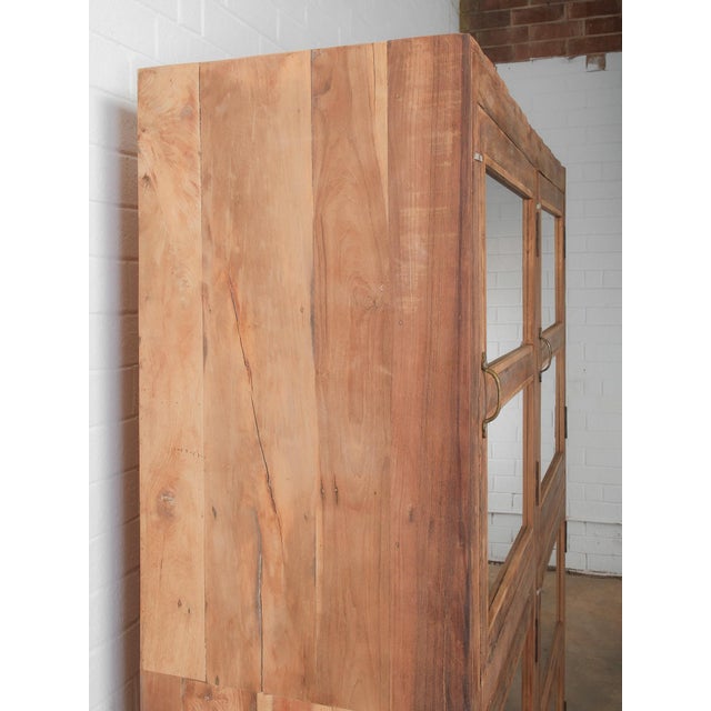 Late 20th Century Vintage Wood and Glass Four-Door Display Cabinet With Patinated Finish For Sale - Image 5 of 6