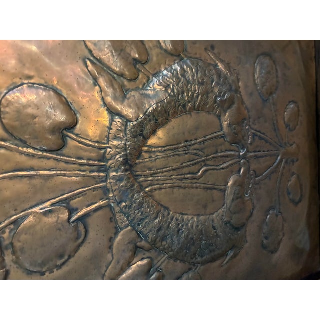 Wood Art Nouveau/ Arts and Crafts Movement Copper Fireplace Screen For Sale - Image 7 of 8