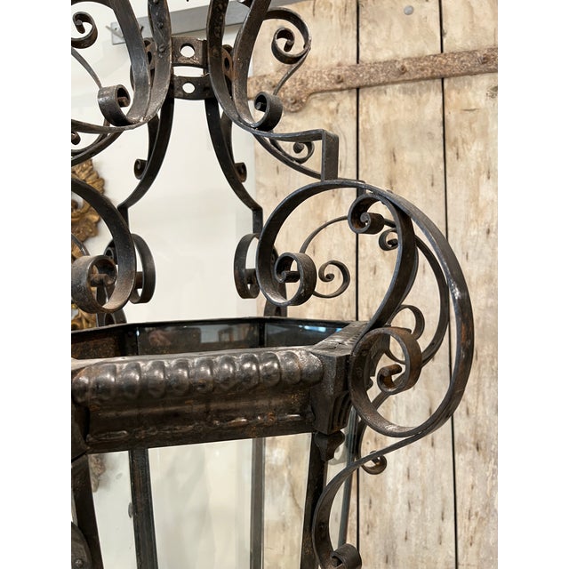 19th Century 19th Century Italian Antique Scrolled Iron Lantern For Sale - Image 5 of 7