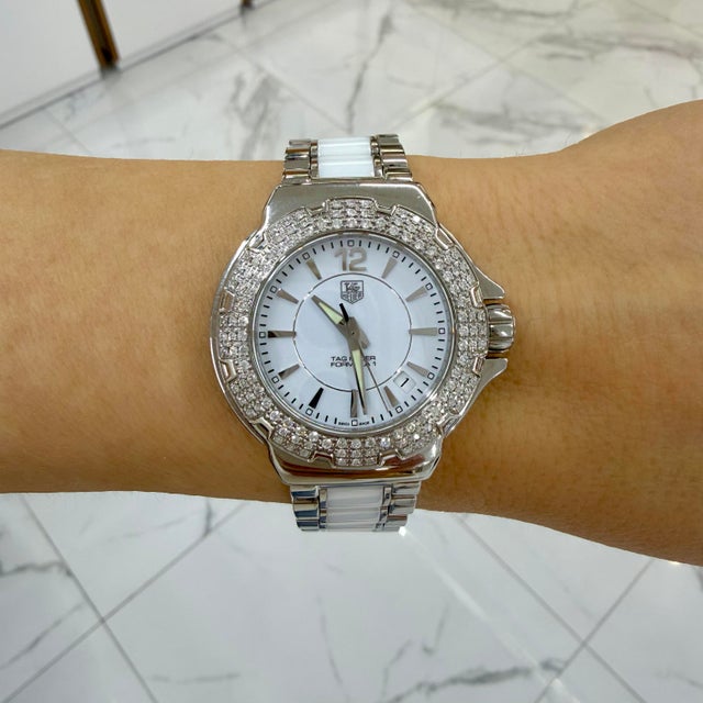 Ladies Tag Heuer Formula 1 35mm Wah1215-0 Diamond Ceramic Steel Quartz Watch For Sale - Image 11 of 11