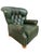 Handsome vintage Ethan Allen reclining lounge chair, upholstered in rich forest green leather with a beautifully aged...