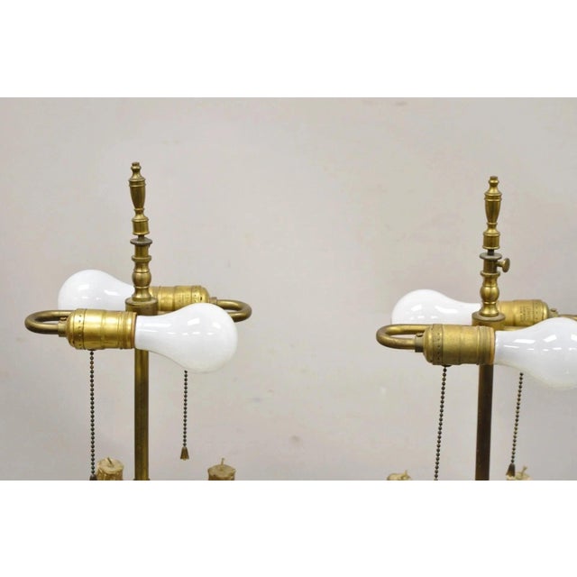 Antique Gothic Revival Gold Bronze Figural Candelabra Table Lamps - A Pair For Sale - Image 9 of 11