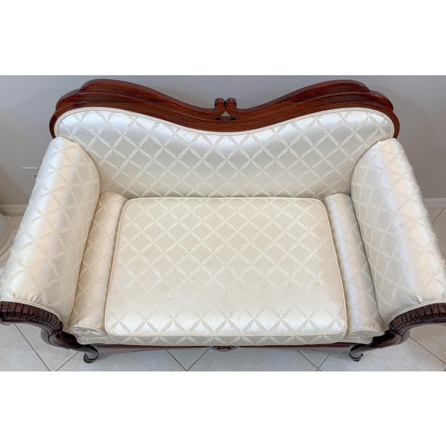 Vintage Duncan Phyfe Style Loveseat With Carved Horse Head Arm Details For Sale - Image 14 of 18