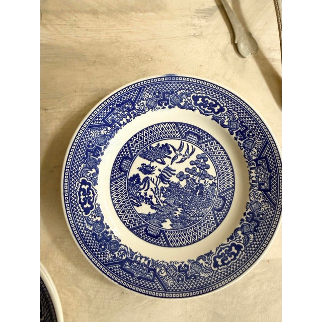 Vintage Blue Willow Plates Set of Five Ironstone Style 6 3/8 Inch For Sale - Image 11 of 12