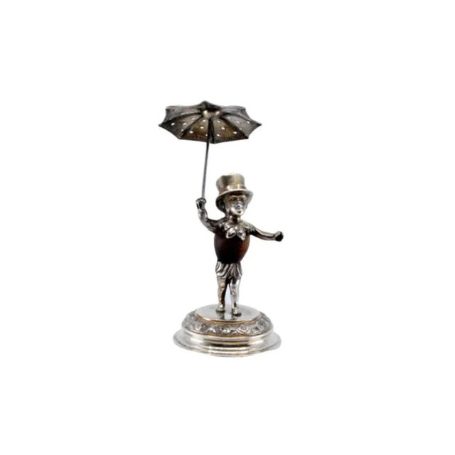 Silver Toothpick Holder with Wooden Body Figure For Sale - Image 11 of 11