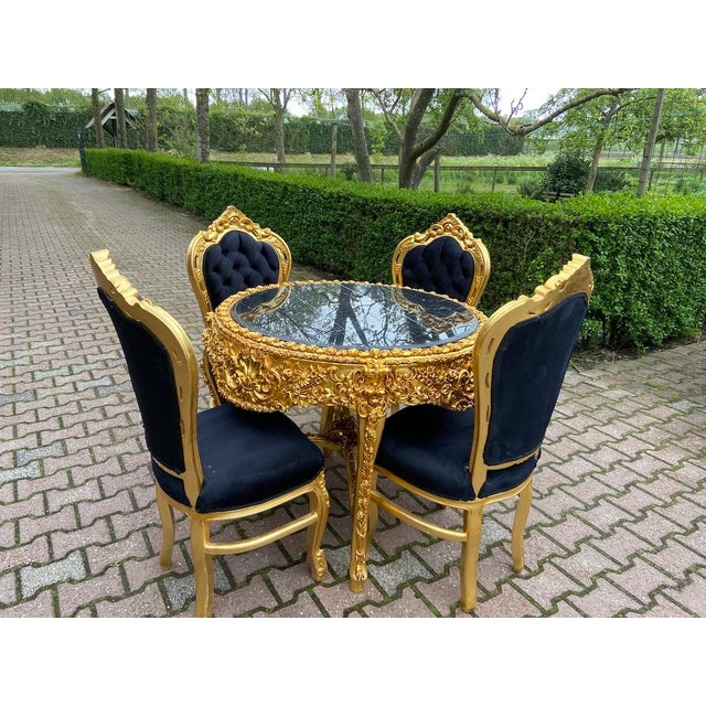 1970s 1970s Italian Baroque Gold Velvet Dining Set - 5 PCS For Sale - Image 5 of 18