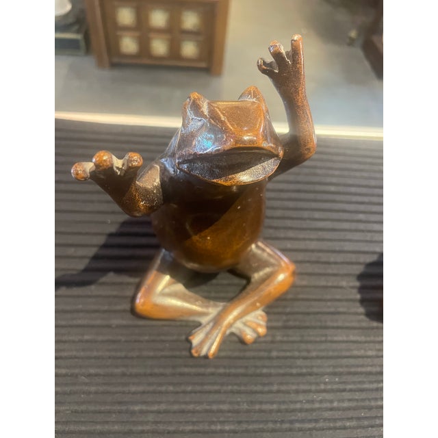 Metal Original Bronze Sculpture Pair Frogs by Frederick Cooper For Sale - Image 7 of 7
