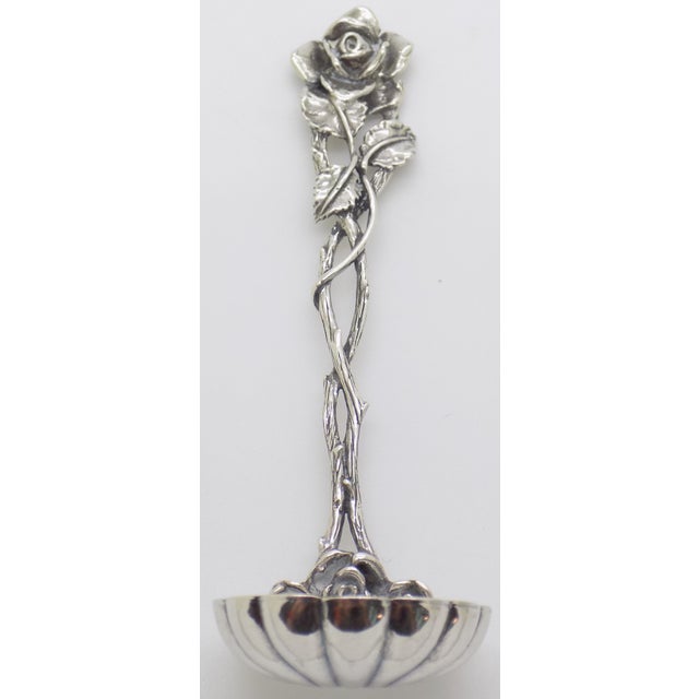Italian Vintage Italian Silver Mini Ladle, Rose Handle, Cocktail Garnish Serving (800 Silver) For Sale - Image 3 of 13