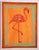 Flamingo bird in tropical colors using shades of apricot and orange, bright green and crimson with a triple border....