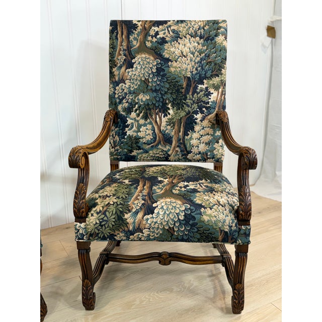 Newly Upholstered French Arm Chairs For Sale - Image 4 of 12