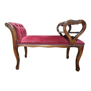 1960s Mid Century Scroll End Telephone Table Bench For Sale