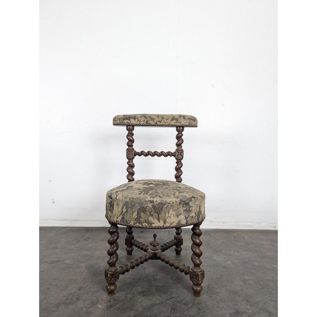 Napoleon III Smoking Chair in Twisted Blackened Wood with Foliage Tapestry For Sale - Image 3 of 8
