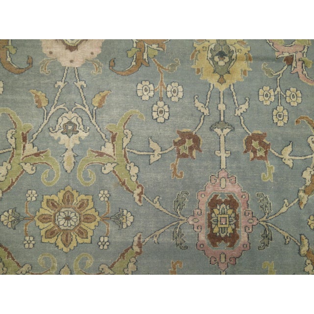 Textile Early 20th Century Blue Gray Pink Indian Room Size Rug - 9'6" x 13'6" For Sale - Image 7 of 9