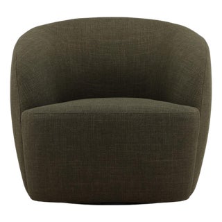 Round Olive Green Swivel Chair For Sale