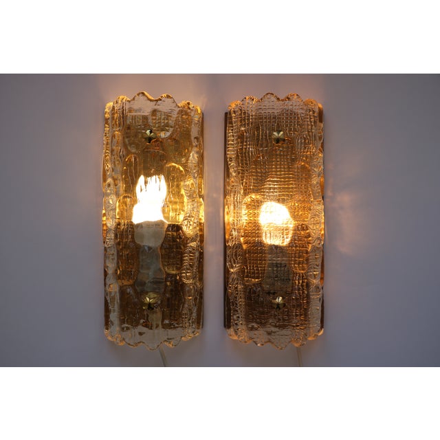 Glass and Brass Wall Lights by Carl Fagerlund for Orrefors, 1960, Set of 2 For Sale - Image 11 of 18