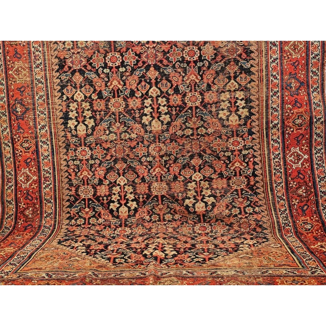 Textile Antique Persian Malayer Rug, Handwoven All Over Geometric Pattern, Navy & Red, 6’ X 12’ For Sale - Image 7 of 12