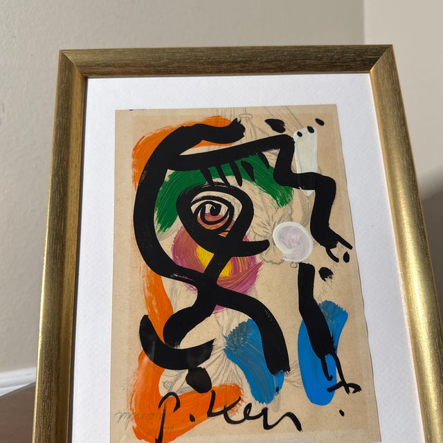 1970s 1970s Peter Robert Keil Original Painting Abstract Miro Style Modern Art Signed Framed For Sale - Image 5 of 8
