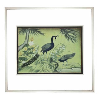 Unknown, Peacocks in a Garden, 1900s, Watercolor, Framed For Sale