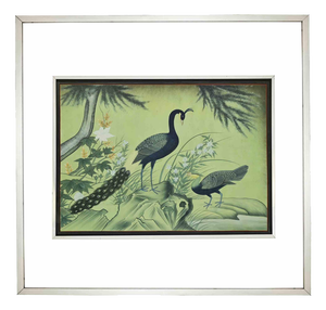 Unknown, Peacocks in a Garden, 1900s, Watercolor, Framed