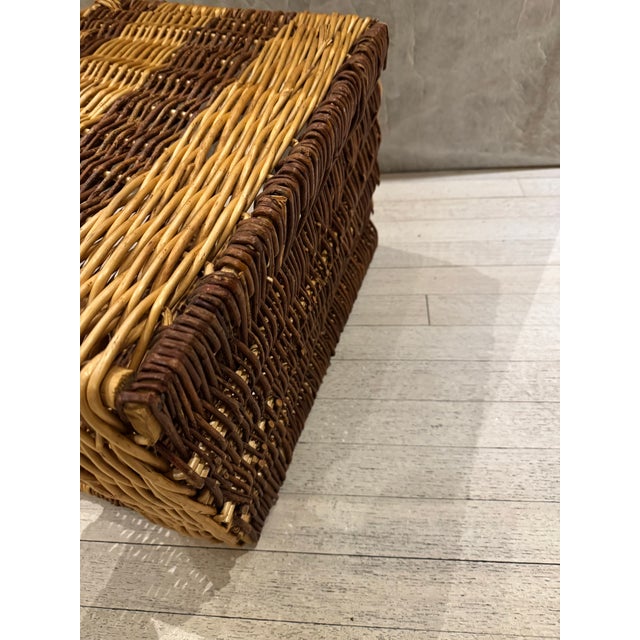 1980s French Wicker Handled Log Holder For Sale - Image 5 of 5