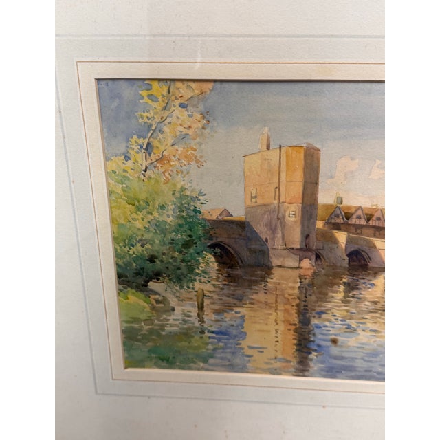 English St. Ives Bridge Original Watercolor Painting, Framed For Sale - Image 4 of 12