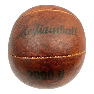 Vintage German Leather Medicine Ball For Sale