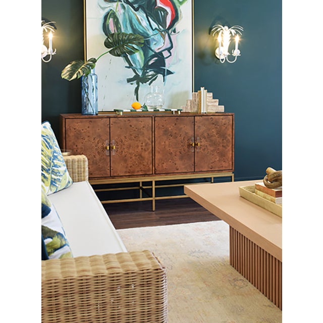 New special order item. Not vintage. Add a touch of elegance to your space with this dark burl wood cabinet! With four...