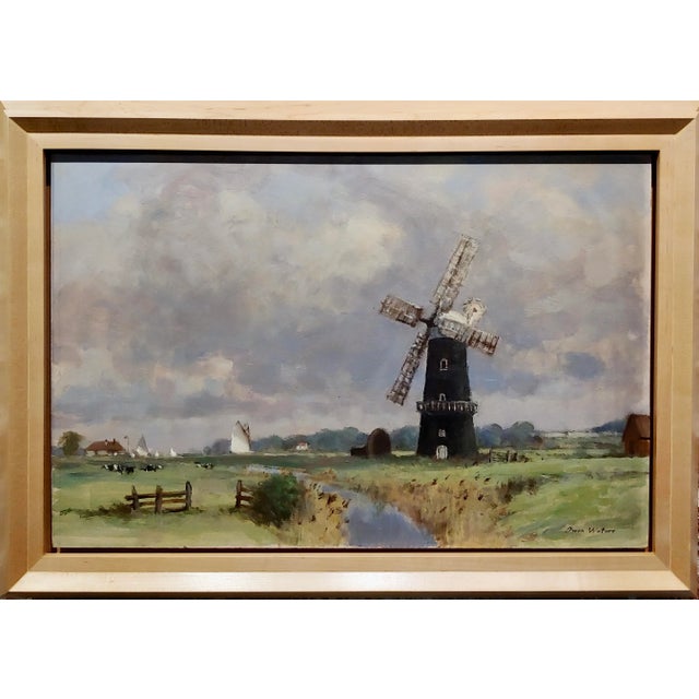 Owen Waters -The Berney Arms Windmill Along the River Yare -Oil Painting For Sale - Image 11 of 11