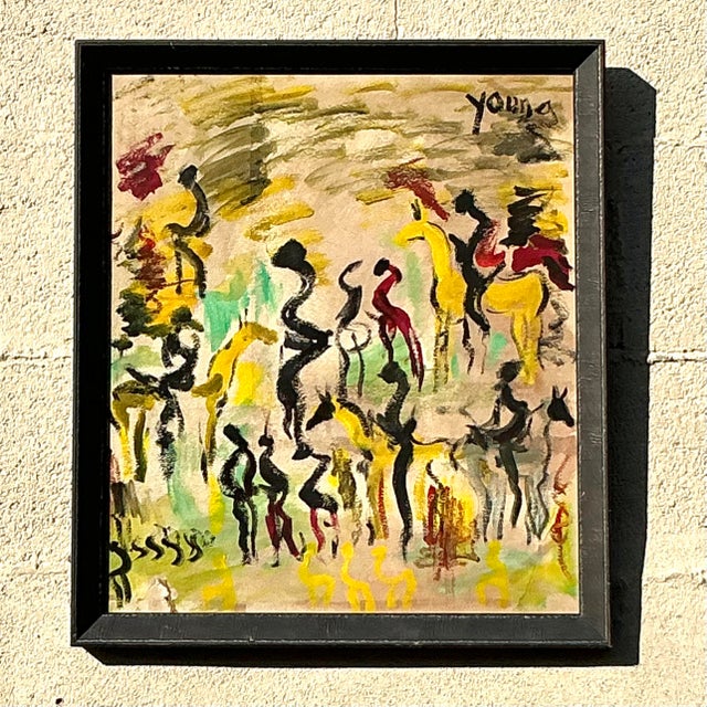 This captivating original painting by renowned artist Purvis Young is a vibrant expression of his signature abstract...