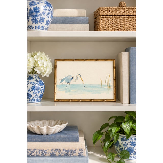 Contemporary Coastal Bird Art Print – Blue Heron in a Quiet Marsh, 12" X 8" For Sale - Image 3 of 7