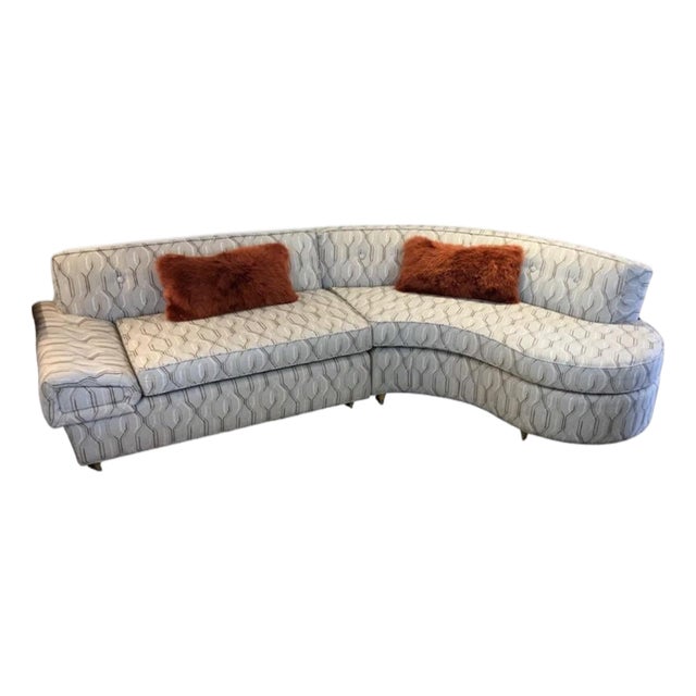 Mid-Century Modern Newly Upholstered Curved 2-Part Sofa For Sale